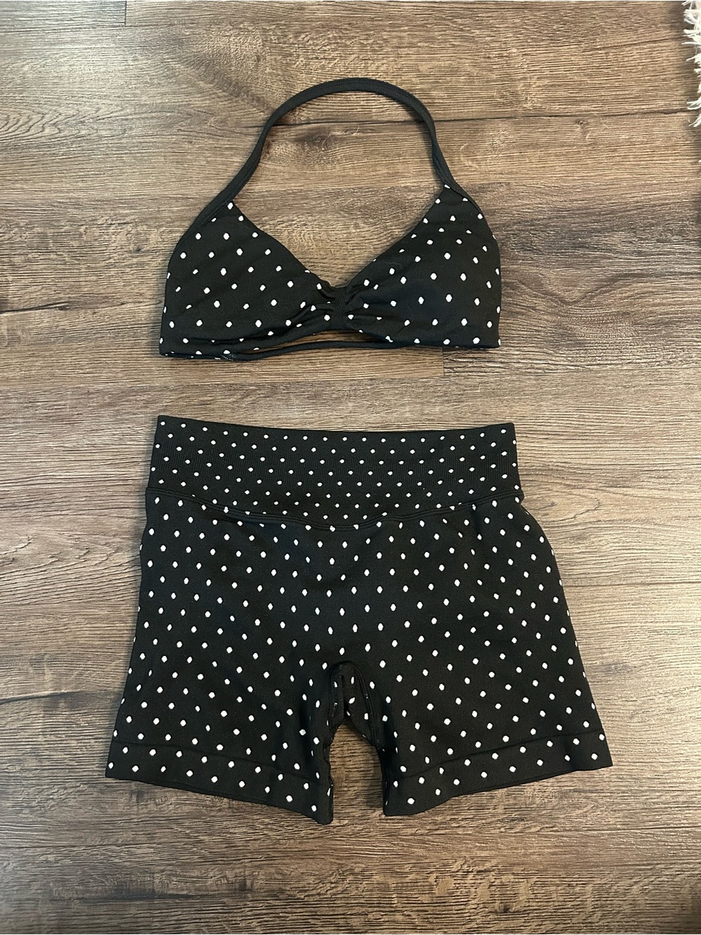 Black Polka Dot Workout Set
